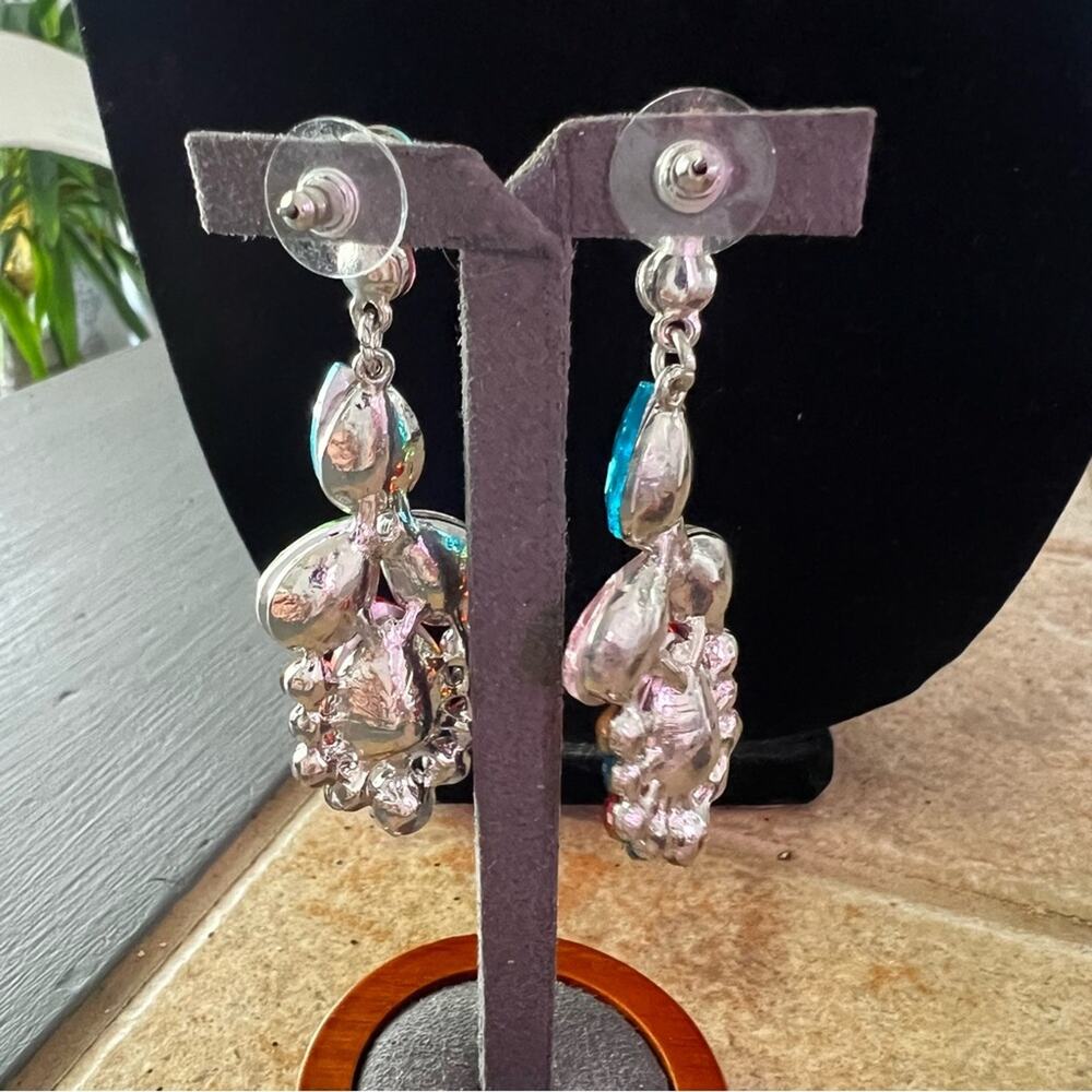 Silver Tone Colorful Bling Earrings - Picture 6 of 6